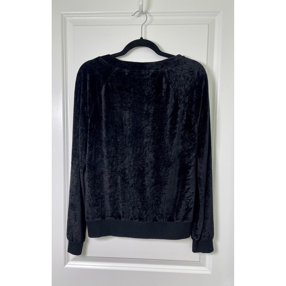 Michael Stars Women's Medium Black Crushed Velvet Long Sleeve Top Luxe Feel - Picture 5 of 11